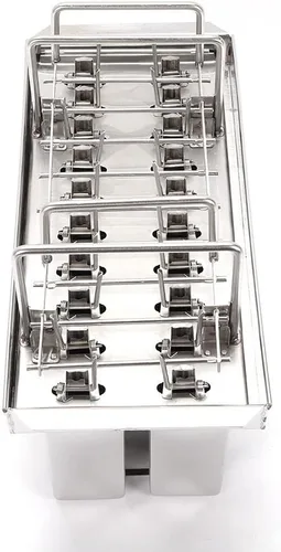 Vista 4 de 20 moldes de acero inoxidable para helados y paletas congeladas, soporte para palitos de helado + cepillo de limpieza