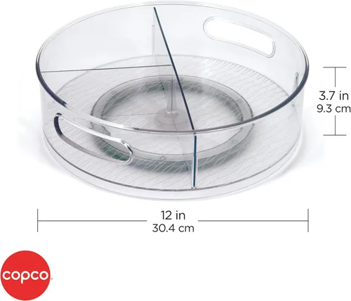 Vista 2 de Copco Tocadiscos de almacenamiento con divisores extraíbles, 12 pulgadas, transparente