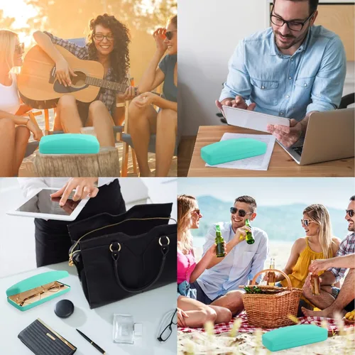 Vista 7 de Estuche de lentes de carcasa rígida funda de vidrio con paño de limpieza, funda rígida para lentes para hombres y mujeres