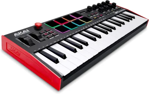 Akai Professional MPK Mini Plus - Controlador de teclado MIDI USB con 37 teclas mini, 8 almohadillas MPC, secuenciador, E/S MIDI/CV/Gate, software