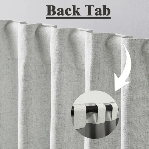 Vista 2 de MISS SELECTEX Cortinas de lino texturizadas 100% opacas gruesas para dormitorio, cortinas de bloqueo de luz, con bolsillo para barra y pestañas