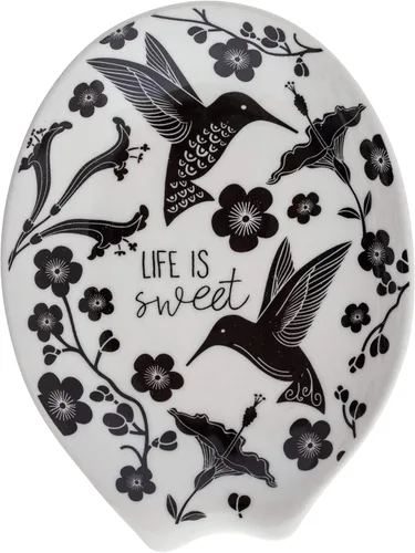 Vista 9 de Karma, Soporte de cuchara bohemio, soporte de cuchara de cerámica blanco y negro, soporte de cuchara de cerámica para encimera, abeja
