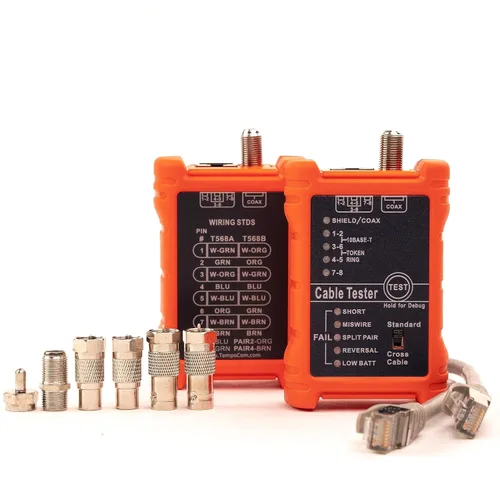TEMPO Communications PA1594 Probador de cable de red | Probador de continuidad de cables LAN y AV | Cables coaxiales RJ45, UTP, STP de 8 vías