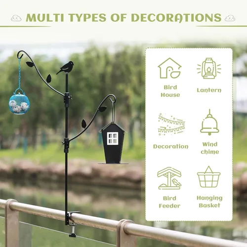 Vista 6 de Comedero para pájaros de cubierta con múltiples ganchos y ramas ajustables para porche