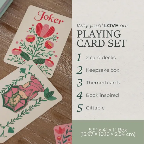 Vista 5 de Steel Mill & Co. Set de cartas de amantes de libros, lindas cartas de juego novedosas para lectores en caja de almacenamiento con tema de libros