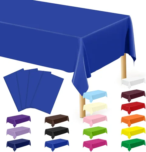 Vista 91 de 4 paquetes de manteles de plástico blanco, manteles desechables resistentes, 54 x 108 pulgadas, manteles de papel desechables para fiestas, limpieza