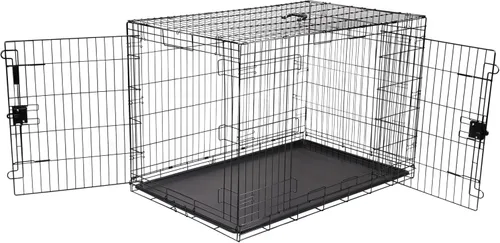 Vista 8 de Amazon Basics - Jaula para perros duradera y plegable de alambre metálico con bandeja, puerta individual, 42 x 28 x 30 pulgadas, negro