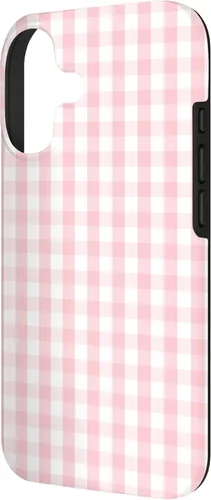 Vista 2 de White and Light Pink Pastel Color Gingham Check Case for iPhone 17
