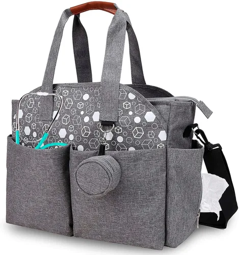 Nurse Tote Bag for Work, Large Nurse Bag with Multiple Pocket, Nursing Bag Top Handle Handbag Travel Crossbody Shoulder Bag