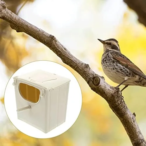 Vista 5 de POPETPOP Caja de anidación de periquitos, caja de cría de nido de pájaros, cabaña de pájaros, cajas de plástico para nido de cacatúa, periquito