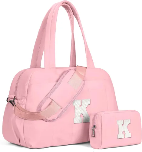 Vista 112 de Bolsa de lona Vogewood, bolsas personalizadas de fin de semana para mujer, bolsas de viaje con estuche de maquillaje, regalos de cumpleaños, Beige