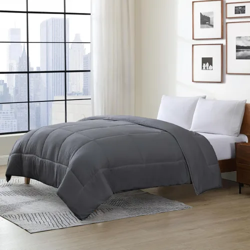 Vista 8 de Cathay Home Edredón alternativo de plumón de microfibra suave de lujo para todas las estaciones, relleno doble, blanco, edredón de cama de 1 pieza