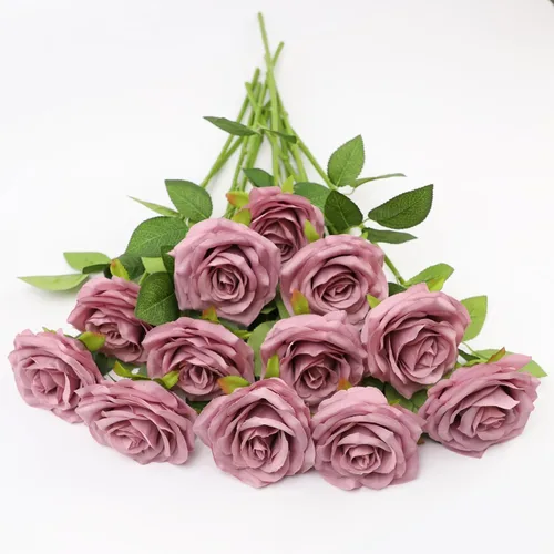 Vista 50 de LVEFIT 12 rosas artificiales de seda de color naranja quemado, ramo de rosas de seda de tallo largo para bodas, despedidas de soltera, fiestas
