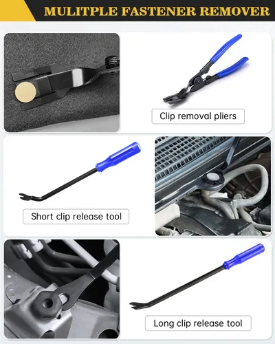 Vista 3 de Poraxy - Juego de herramientas de extracción de molduras para automóvil, kit de 120 piezas, herramientas de extracción de panel de puerta de audio