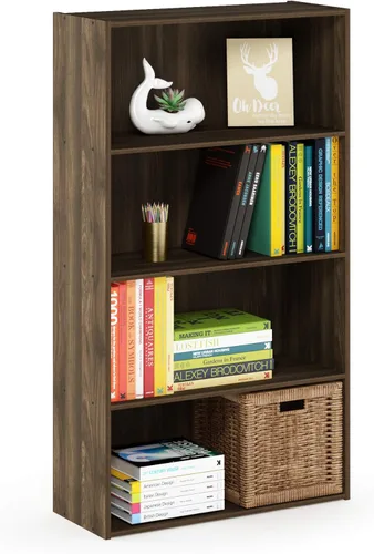 Vista 61 de Furinno PASIR - Estantería de libros de 4 niveles, estantería con estantes abiertos, 9.4 x 23.6 x 41.7 pulgadas, para sala de estar, dormitorio