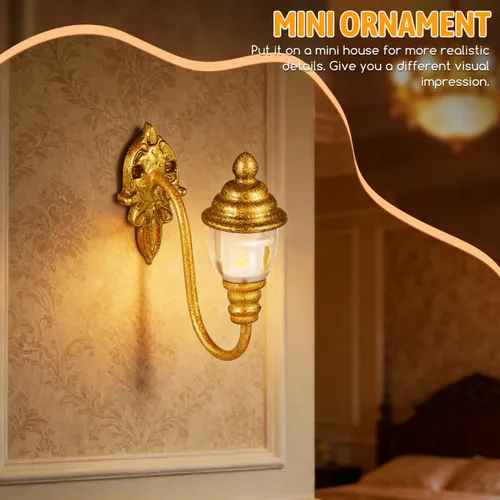 Vista 2 de DOITOOOL - 4 luces de pared para casa de muñecas, mini luces vintage para casa de muñecas, apliques de pared a escala 1:87, modelos para bricolaje