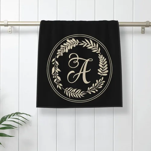 Toalla de mano con monograma, toalla negra con inicial letra A, toalla de baño suave, absorbente, multiusos, para baño, hotel, gimnasio y spa,