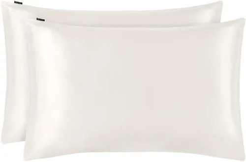 Vista 9 de LILYSILK Juego de 2 fundas de almohada de seda estándar de lujo en ambos lados Real 19 Momme Mulberry Charmeuse Negro Estándar