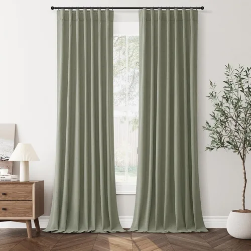 Vista 16 de Jowels Cortinas opacas de lino natural de 96 pulgadas de largo, 2 paneles