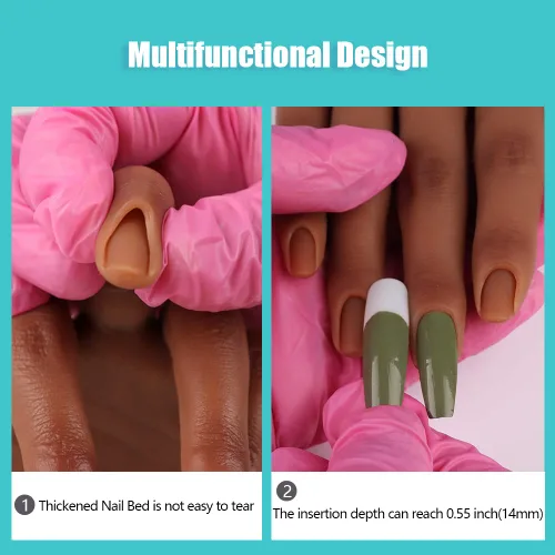 Vista 2 de Mano de práctica de silicona para uñas acrílicas, manos falsas para practicar uñas postizas, mano de maniquí para práctica de uñas y arte de uñas