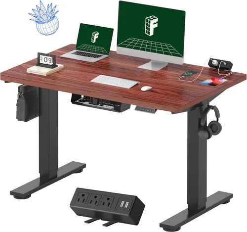 Vista 37 de FLEXISPOT EN2 Escritorio de pie de una pieza completa con regleta de alimentación de abrazadera, escritorio eléctrico de altura ajustable de 40 x 24