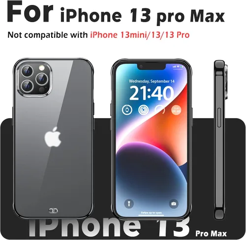Vista 2 de ORIbox Funda para iPhone 13 Pro Max, funda translúcida mate con bordes suaves, ligera, para iPhone 13 Pro Max, funda negra para mujeres, hombres