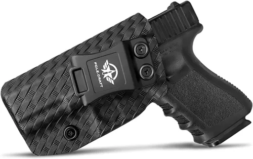 Vista 12 de POLE.CRAFT IWB Funda Kydex Custom Fit: Glock 19 19X 25 44 45 (Gen 1 2 3 4 5) y Glock 23 32 (Gen 3 4) – Transporte interior de la cintura – Adj.