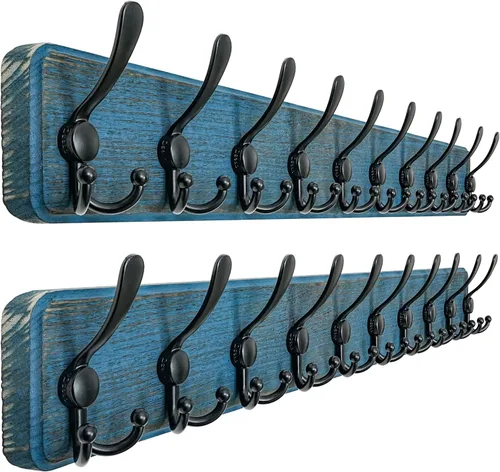 Vista 46 de Dseap Perchero de Pared Montado - 5 Ganchos Triangulares, Resistente, Perchero de Pared de Madera para Abriggos, Sombreros, Chaquetas, Ropa, Negro