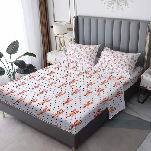 Juego de sábanas de langosta tamaño individual, sábanas de lunares, sábanas y fundas de almohada estampadas de 3 piezas, sábana bajera ajustable de