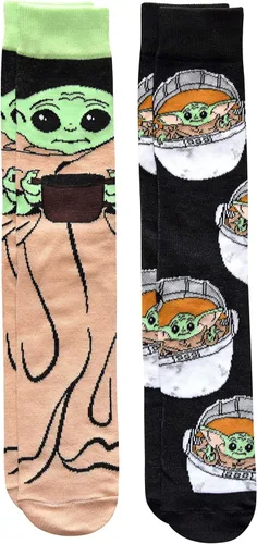 STAR WARS Baby Yoda Eating Soup Mens Crew Socks 2 Pair Pack Shoe Size 6-12