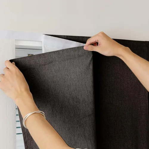 Vista 8 de Cortinas de Puerta Francesa 100% Opacas, Cortinas de Ventana Pequeña que Oscurecen la Habitación, Persianas de Puerta Tricia con Aislamiento Térmico