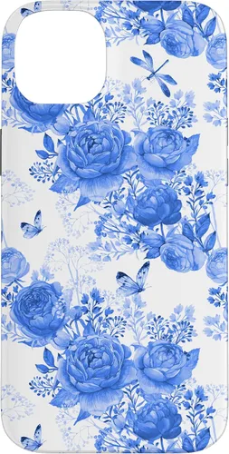 Vista 15 de Funda para iPhone 16 French Country Floral Azul Blanco Toile Grandmillennial Roses
