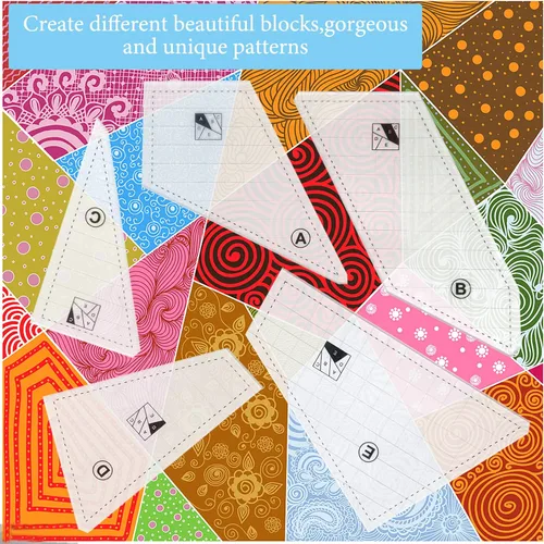 Vista 4 de Reglas y plantillas de acolchado, 5 piezas creativas plantillas de corte de acolchado acrílico para patrones de corte, juego de reglas de edredón