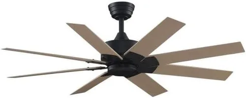 Fanimation Levon Custom - Ventilador de techo de 8 aspas, 16.27 pulgadas de alto y 52 pulgadas de ancho, acabado negro, color natural