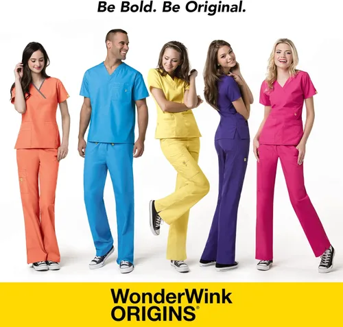 Vista 5 de Bata quirúrgica para mujer Wonderwink con 5 bolsillos y cuello en V
