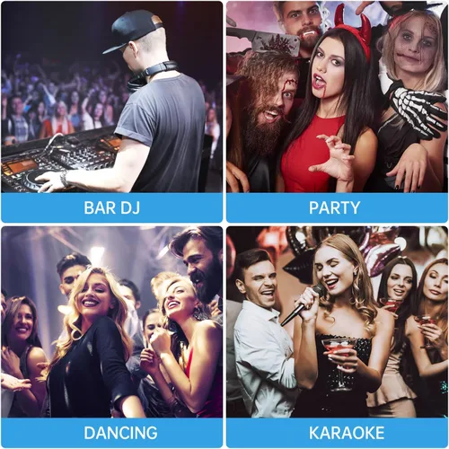 Vista 6 de Luditek Mini luz estroboscópica LED blanca de Halloween, activada por sonido, luces de discoteca ajustables con velocidad de flash con 48 lámparas