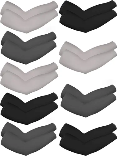 Bememo 9 pares de mangas de protección UV, mangas de enfriamiento largas para brazos para hombres y mujeres