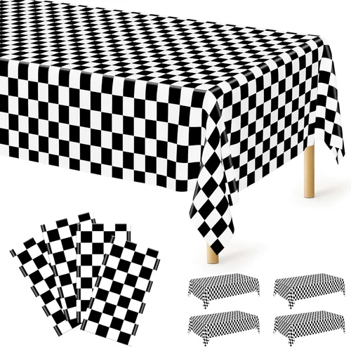 Vista 52 de 4 paquetes de manteles de plástico blanco, manteles desechables resistentes, 54 x 108 pulgadas, manteles de papel desechables para fiestas, limpieza