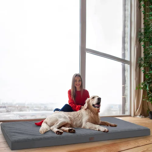 Vista 11 de MIHIKK Camas ortopédicas impermeables para perros pequeños, cama ortopédica para jaula con funda extraíble lavable, alfombrilla de espuma para Gris
