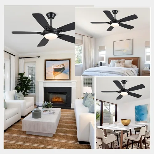 Vista 8 de Kviflon Ventiladores de techo con luces y control remoto, ventilador de techo moderno de 46 pulgadas con luz, ventiladores de techo negros