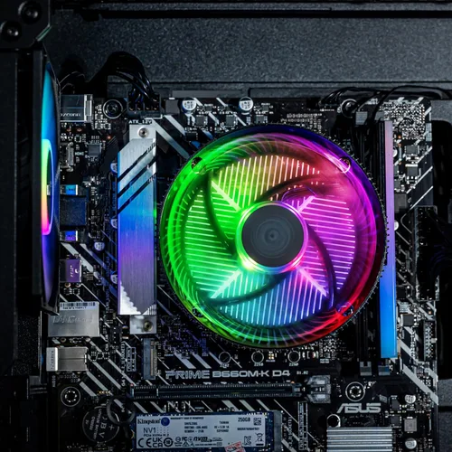 Vista 10 de Cooler Master i70C ARGB Enfriador de aire de CPU de perfil bajo para Intel LGA 1700 / 1851 solamente - Ventilador PWM ARGB de 4.724 in, 95 W TDP
