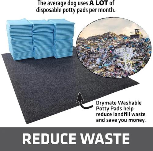 Vista 2 de Drymate Paquete de 2 almohadillas lavables para orina de perros (29"x36"), impermeables, absorbentes, antideslizantes, reutilizables, alfombrillas