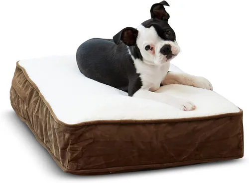 Vista 25 de South Pine Porch Buddy - Cama rectangular reversible de microfibra para perro con funda extraíble, lavable a máquina, cacao, extra pequeña