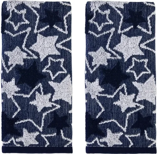 Vista 10 de SKL Home by Saturday Knight Ltd. America Script - Juego de toallas de mano, color azul marino