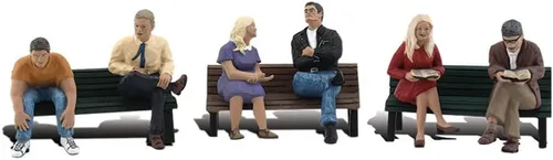 Woodland Scenics N Scenic Accents Personas en Bancos (6 Figuras y 3 Bancos)