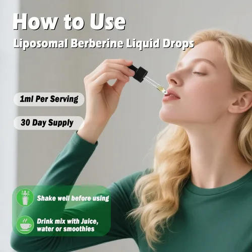 Vista 7 de Gotas líquidas de berberina liposomal, berberina HCL 14 en 1 con ceilán, canela, cromo, picolinato de magnesio, melón amargo, cardos lácteos