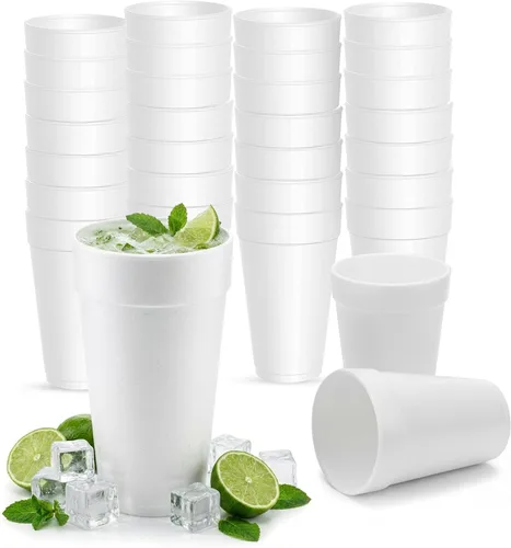 Vista 10 de Concession Essentials Vasos desechables de espuma blanca de 16 oz - Paquete de 100