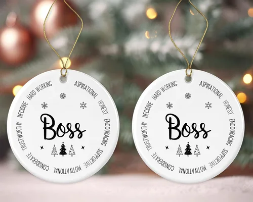 Vista 3 de Descriptive Boss Ornament - Best Ever Christmas Ornament - Xmas Keepsake Gift from Colleague - New Ornament Gift - Retirement Gift Printed on One
