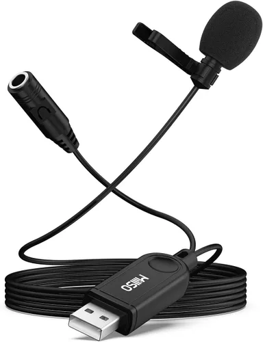 Vista 10 de MillSO Micrófono USB para PC, Plug & Play, omnidireccional externo Lavalier Mini micrófono USB para computadora, laptop, YouTube, reunión