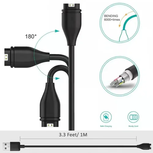 Vista 7 de Ankky - Cargador para reloj Garmin de 3.3 pies, cable de sincronización de datos para reloj Garmin 5/5S/5X/Plus/6/6S/6X/Pro/Forerunner 935/Quatix